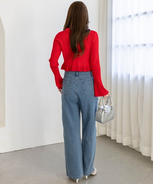 clear（クリア）の「フリルニットカーディガン [カジュアル 着回し抜群 大人]≪新作≫（カーディガン/ボレロ・レディース・サックスブルー/レッド/杢グレー/ブラック/アイボリー・F）」の22枚目の写真