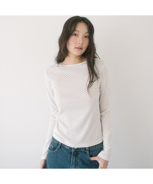 HAVISM(ヘビズム)の「GOLJI BOAT NECK L/S TEE(9COLOR)(Tシャツ/カットソー・レディース・ライトグレー/ブラウン/ピンク/イエロー/ブラック/アイボリー/ヘザーグレー/ブラック系その他/アイボリー系・FREE)」の7枚目の写真
