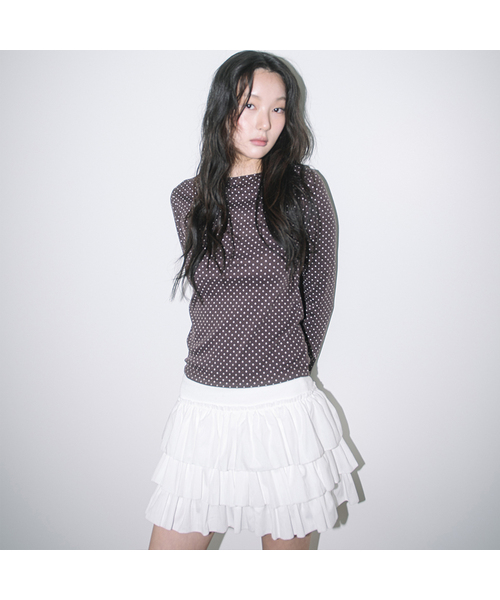 HAVISM(ヘビズム)の「GOLJI BOAT NECK L/S TEE(9COLOR)(Tシャツ/カットソー・レディース・ライトグレー/ブラウン/ピンク/イエロー/ブラック/アイボリー/ヘザーグレー/ブラック系その他/アイボリー系・FREE)」の6枚目の写真
