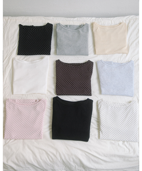 HAVISM(ヘビズム)の「GOLJI BOAT NECK L/S TEE(9COLOR)(Tシャツ/カットソー・レディース・ライトグレー/ブラウン/ピンク/イエロー/ブラック/アイボリー/ヘザーグレー/ブラック系その他/アイボリー系・FREE)」の10枚目の写真