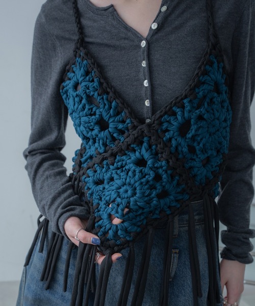 VACANCY（ヴァカンシー）の「モチーフ編みキャミソール/ボスチェ/ハンドメイド（その他トップス・レディース・オレンジ/ブルー・FREE）」の5枚目の写真