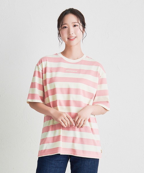 MIKI HOUSE(ミキハウス)の「【WEB限定】ボーダー半袖Tシャツ(大人用)(Tシャツ/カットソー・レディース・ブルー/グリーン系その他/ベージュ/ピンク・L(175-185cm)/M(165-175cm)/S(155-165cm))」の1枚目の写真