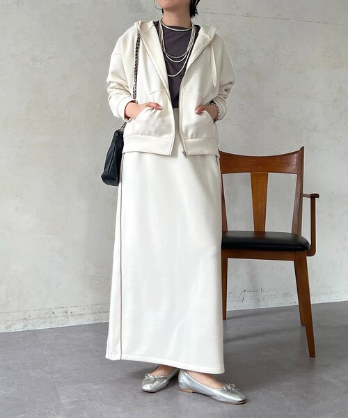 un dix cors(アンディコール)の「ボンディングパーカー(パーカー・レディース・ブラック/アイボリー/ブルー系その他・FREE)」の6枚目の写真