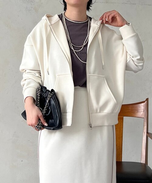 un dix cors(アンディコール)の「ボンディングパーカー(パーカー・レディース・ブラック/アイボリー/ブルー系その他・FREE)」の17枚目の写真