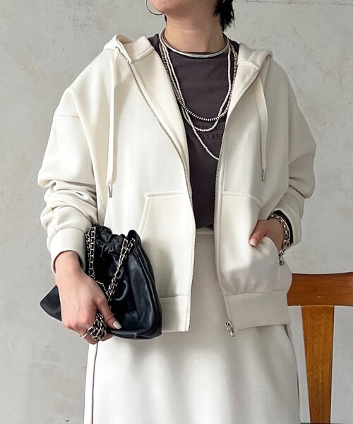 un dix cors(アンディコール)の「ボンディングパーカー(パーカー・レディース・ブラック/アイボリー/ブルー系その他・FREE)」の19枚目の写真