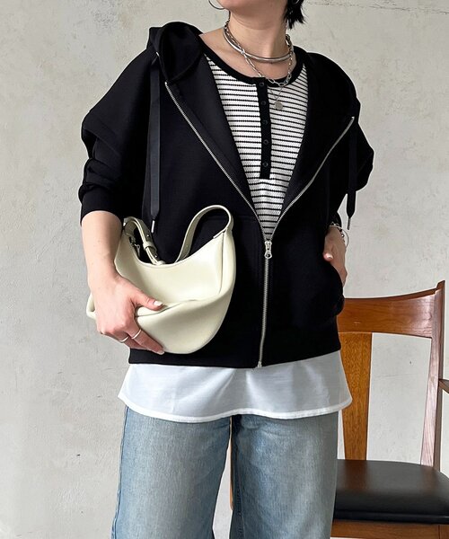 un dix cors(アンディコール)の「ボンディングパーカー(パーカー・レディース・ブラック/アイボリー/ブルー系その他・FREE)」の21枚目の写真