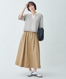 ANY（エニィ）の「【2SET】バイカラーポロニット×スカートセット（セットアップ）」