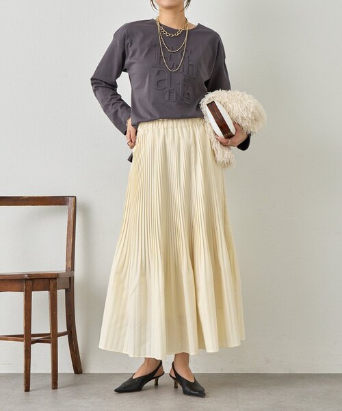 Jena espace merveilleux(ジェナ エスパスメルヴェイユ)の「プリーツスカート(スカート・レディース・チャコールグレー/アイボリー/ベージュ・FREE)」の6枚目の写真