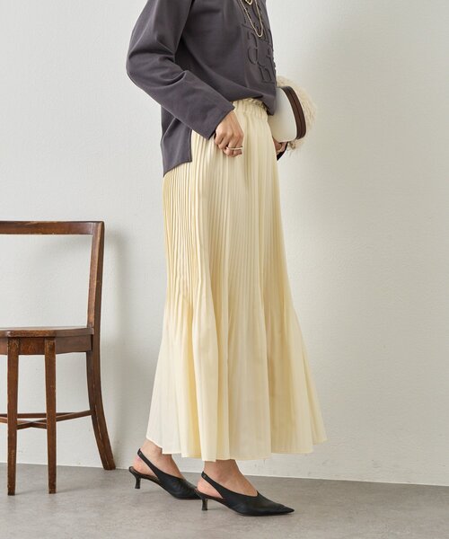 Jena espace merveilleux(ジェナ エスパスメルヴェイユ)の「プリーツスカート(スカート・レディース・チャコールグレー/アイボリー/ベージュ・FREE)」の12枚目の写真