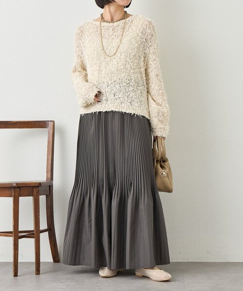 Jena espace merveilleux(ジェナ エスパスメルヴェイユ)の「プリーツスカート(スカート・レディース・チャコールグレー/アイボリー/ベージュ・FREE)」の18枚目の写真