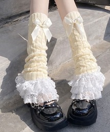 CLOTHY（クロシィ）の「【リボンとレースで、視線独り占め】リボンレースレッグウォーマー（レッグウォーマー）」