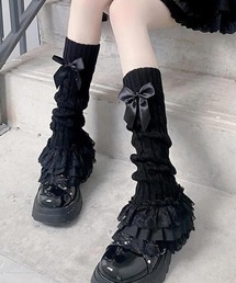 CLOTHY（クロシィ）の「【リボンとレースで、視線独り占め】リボンレースレッグウォーマー（レッグウォーマー）」