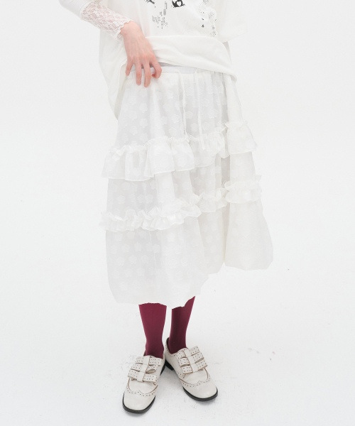 Layered Volume Lace Skirt [White]（スカート）｜TYPESERVICE（タイプ
