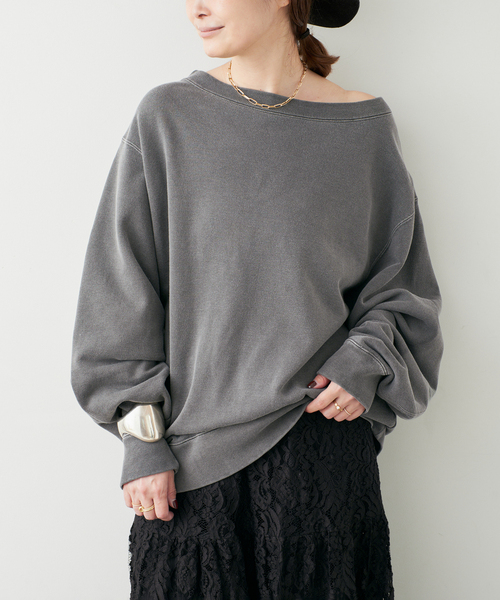 Deuxieme Classe（ドゥーズィエムクラス）の「*Vintage Off Shoulder プルオーバー（スウェット・レディース・ベージュ/ブラック系その他・FREE）」の5枚目の写真