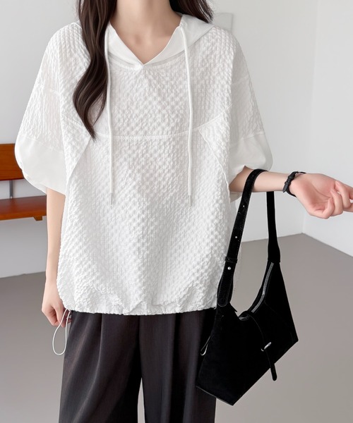 ABITOKYO（アビトーキョー）の「異素材ふくれジャガードパーカー（パーカー・レディース・ホワイト/ブラック/ブルー・FREE）」の17枚目の写真