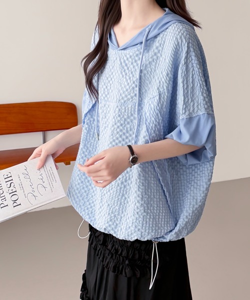ABITOKYO（アビトーキョー）の「異素材ふくれジャガードパーカー（パーカー・レディース・ホワイト/ブラック/ブルー・FREE）」の13枚目の写真