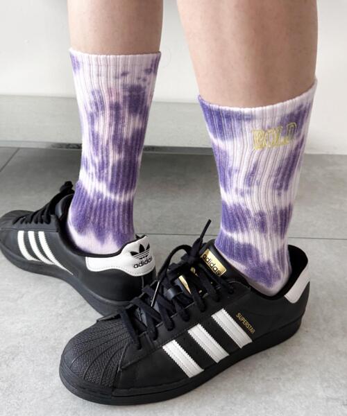 WEGO（ウィゴー）の「WEGO/刺繍ロゴタイダイソックス（ソックス/靴下・メンズ・ブラック/ブラウン/パープル・25-27CM）」の9枚目の写真