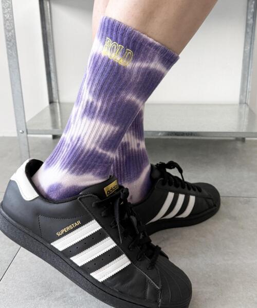 WEGO（ウィゴー）の「WEGO/刺繍ロゴタイダイソックス（ソックス/靴下・メンズ・ブラック/ブラウン/パープル・25-27CM）」の10枚目の写真