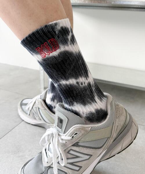 WEGO（ウィゴー）の「WEGO/刺繍ロゴタイダイソックス（ソックス/靴下・メンズ・ブラック/ブラウン/パープル・25-27CM）」の4枚目の写真