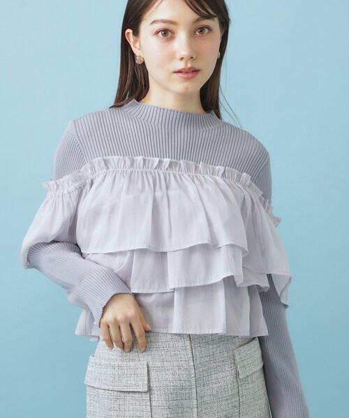 index(インデックス)の「3wayフリルドッキングニット【洗濯機OK/抗ピル】(ニット/セーター・レディース・オレンジ系4/チャコールグレー/オフホワイト/サックスブルー・40/38/36)」の4枚目の写真