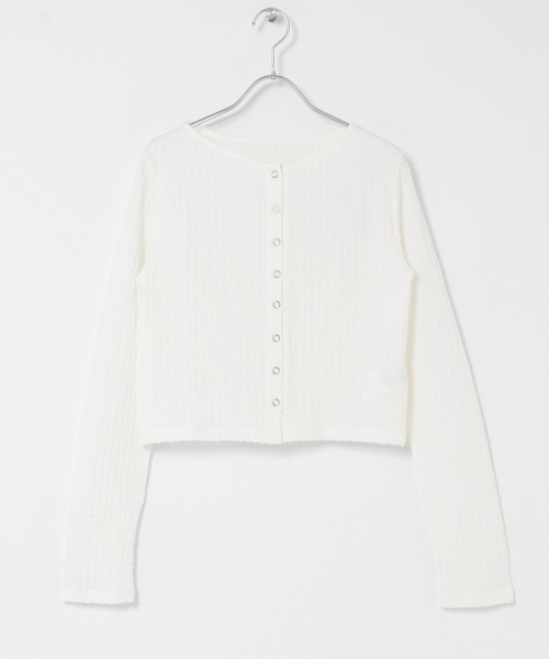 SENSE OF PLACE by URBAN RESEARCH（センスオブプレイスバイアーバンリサーチ）の「シャーリングカットカーディガン（カーディガン/ボレロ・レディース・ライトブルー/チャコールグレー/アイボリー・ONE）」の6枚目の写真