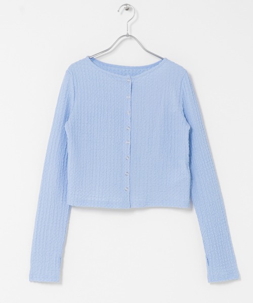 SENSE OF PLACE by URBAN RESEARCH（センスオブプレイスバイアーバンリサーチ）の「シャーリングカットカーディガン（カーディガン/ボレロ・レディース・ライトブルー/チャコールグレー/アイボリー・ONE）」の10枚目の写真