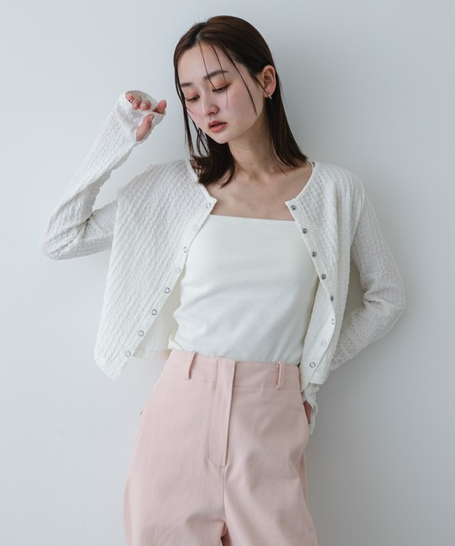 SENSE OF PLACE by URBAN RESEARCH（センスオブプレイスバイアーバンリサーチ）の「シャーリングカットカーディガン（カーディガン/ボレロ・レディース・ライトブルー/チャコールグレー/アイボリー・ONE）」の17枚目の写真