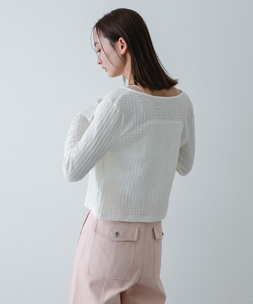 SENSE OF PLACE by URBAN RESEARCH（センスオブプレイスバイアーバンリサーチ）の「シャーリングカットカーディガン（カーディガン/ボレロ・レディース・ライトブルー/チャコールグレー/アイボリー・ONE）」の18枚目の写真