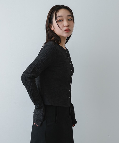 SENSE OF PLACE by URBAN RESEARCH（センスオブプレイスバイアーバンリサーチ）の「シャーリングカットカーディガン（カーディガン/ボレロ・レディース・ライトブルー/チャコールグレー/アイボリー・ONE）」の22枚目の写真