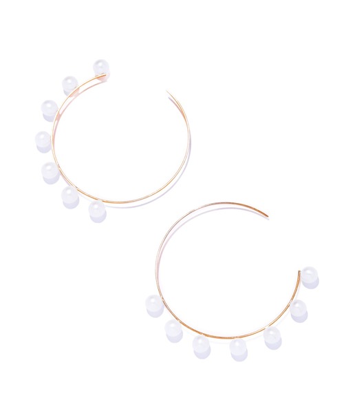 les bonbon(ルボンボン)の「【les bon bon】flotter pearl hoop pierce M/フロテ パール フープ ピアス M 両耳 BOB913(ピアス(両耳用)・レディース・ホワイト・FREE)」の3枚目の写真