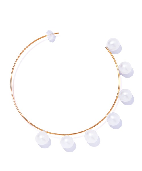 les bonbon(ルボンボン)の「【les bon bon】flotter pearl hoop pierce M/フロテ パール フープ ピアス M 両耳 BOB913(ピアス(両耳用)・レディース・ホワイト・FREE)」の4枚目の写真
