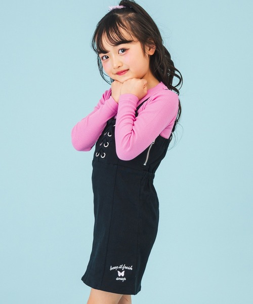 ANAP kids（アナップキッズ）の「スピンドルストレッチワンピース（ワンピース・キッズ・ブルー/ブラック・130/120/110）」の4枚目の写真