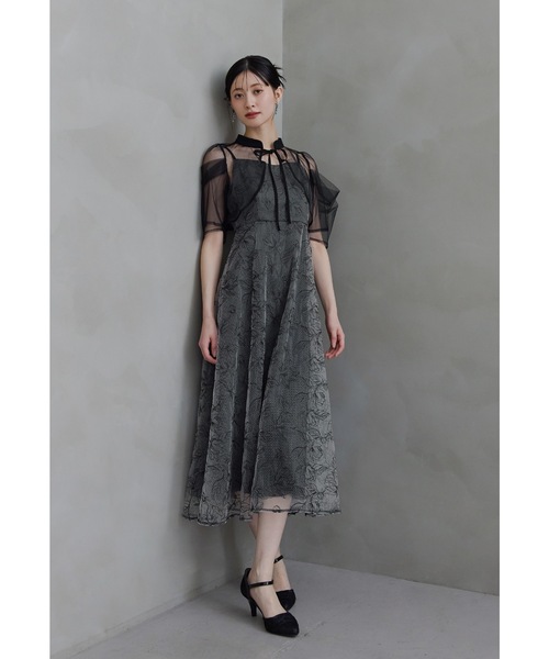 niana(ニアナ)の「タックスリーブボレロセットドレス 2点セット キャミワンピース 結婚式 二次会 同窓会 パーティードレス オケージョンドレス お呼ばれ(ドレス・レディース・ブラック/ライトブルー/グリーン/ブルーグレー/チャコールグレー×ブラック・S/M/L)」の6枚目の写真