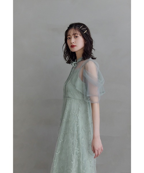 niana(ニアナ)の「タックスリーブボレロセットドレス 2点セット キャミワンピース 結婚式 二次会 同窓会 パーティードレス オケージョンドレス お呼ばれ(ドレス・レディース・ブラック/ライトブルー/グリーン/ブルーグレー/チャコールグレー×ブラック・S/M/L)」の14枚目の写真