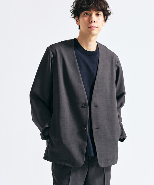 417 EDIFICE(フォーワンセブンエディフィス)の「【EVALET / エバレット】メッシュ カーディガンジャケット "セットアップ着用可能"(ノーカラージャケット・メンズ・グレー/チャコールグレー/ベージュ・LARGE/MEDIUM/SMALL)」の3枚目の写真