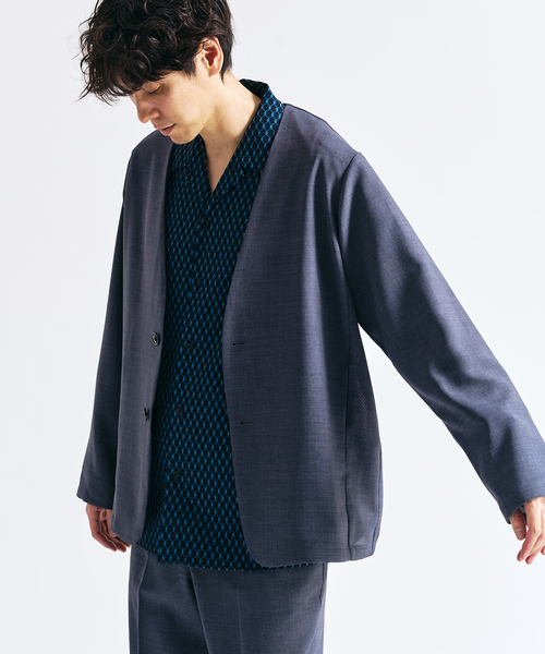 417 EDIFICE(フォーワンセブンエディフィス)の「【EVALET / エバレット】メッシュ カーディガンジャケット "セットアップ着用可能"(ノーカラージャケット・メンズ・グレー/チャコールグレー/ベージュ・LARGE/MEDIUM/SMALL)」の20枚目の写真