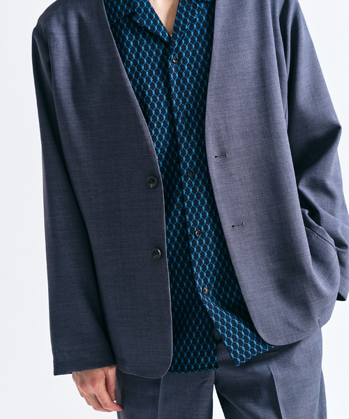 417 EDIFICE(フォーワンセブンエディフィス)の「【EVALET / エバレット】メッシュ カーディガンジャケット "セットアップ着用可能"(ノーカラージャケット・メンズ・グレー/チャコールグレー/ベージュ・LARGE/MEDIUM/SMALL)」の21枚目の写真