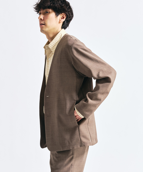 417 EDIFICE(フォーワンセブンエディフィス)の「【EVALET / エバレット】メッシュ カーディガンジャケット "セットアップ着用可能"(ノーカラージャケット・メンズ・グレー/チャコールグレー/ベージュ・LARGE/MEDIUM/SMALL)」の4枚目の写真