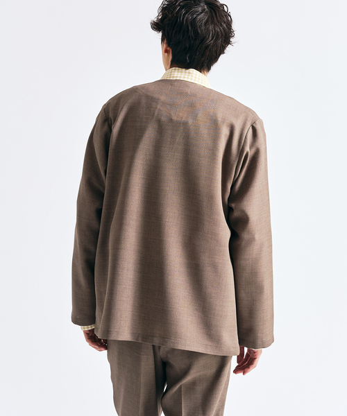 417 EDIFICE(フォーワンセブンエディフィス)の「【EVALET / エバレット】メッシュ カーディガンジャケット "セットアップ着用可能"(ノーカラージャケット・メンズ・グレー/チャコールグレー/ベージュ・LARGE/MEDIUM/SMALL)」の5枚目の写真