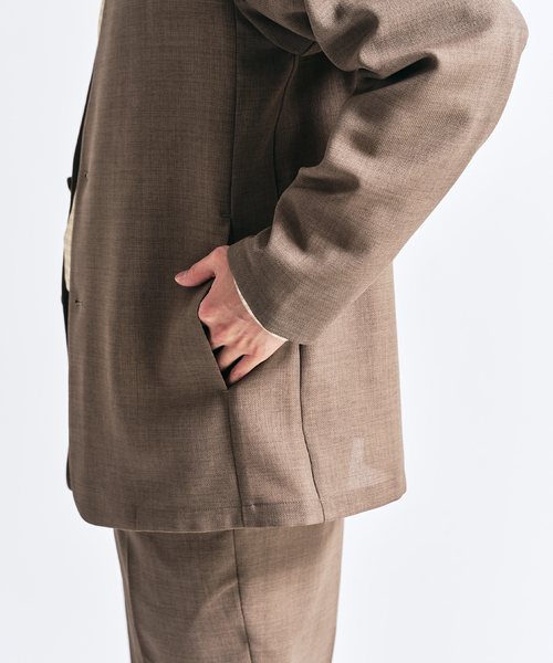 417 EDIFICE(フォーワンセブンエディフィス)の「【EVALET / エバレット】メッシュ カーディガンジャケット "セットアップ着用可能"(ノーカラージャケット・メンズ・グレー/チャコールグレー/ベージュ・LARGE/MEDIUM/SMALL)」の9枚目の写真