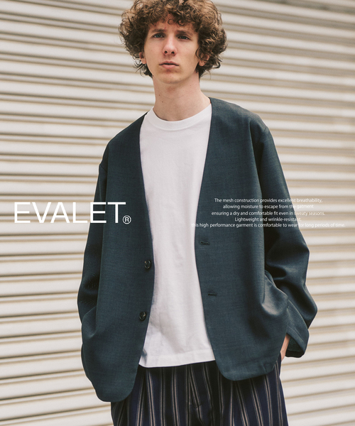 417 EDIFICE（フォーワンセブンエディフィス）の「【EVALET / エバレット】メッシュ カーディガンジャケット "セットアップ着用可能"（ノーカラージャケット・メンズ・グレー/チャコールグレー/ベージュ・LARGE/MEDIUM/SMALL）」の4枚目の写真