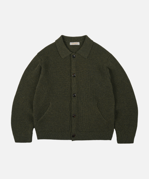 ULTRA HEAVYWEIGHT кардиган с воротником _ forest green