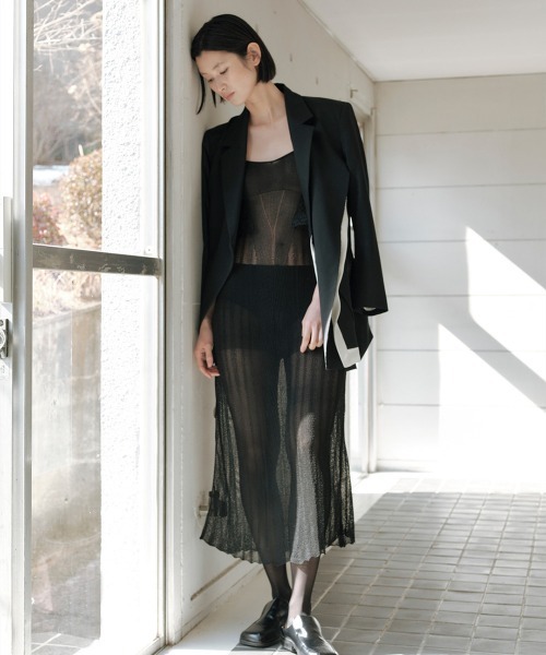 TELOPLAN(テーロプラン)の「【TELOPLAN】Ismet Knit Dress / イスメトドレス(ドレス・レディース・ミント/ブラック/ホワイト・ONE SIZE)」の4枚目の写真