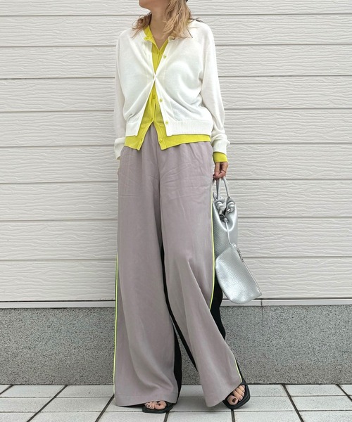 Q（キュー）の「レイヤード風バイカラーカーディガン（カーディガン/ボレロ・レディース・ライトグレー/アイボリー・MEDIUM）」の9枚目の写真