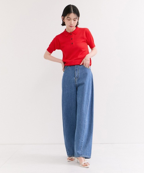 le cercle ADAM ET ROPE'（ルセルクルアダムエロペ）の「カノコ編みニットポロ（ポロシャツ・レディース・レッド/グリーン/ネイビー・FREE）」の9枚目の写真