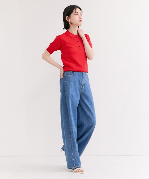 le cercle ADAM ET ROPE'（ルセルクルアダムエロペ）の「カノコ編みニットポロ（ポロシャツ・レディース・レッド/グリーン/ネイビー・FREE）」の10枚目の写真