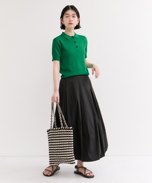 le cercle ADAM ET ROPE'（ルセルクルアダムエロペ）の「カノコ編みニットポロ（ポロシャツ・レディース・レッド/グリーン/ネイビー・FREE）」の11枚目の写真