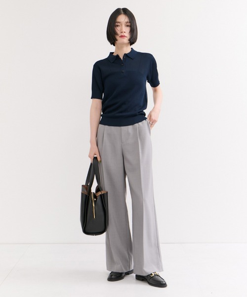 le cercle ADAM ET ROPE'（ルセルクルアダムエロペ）の「カノコ編みニットポロ（ポロシャツ・レディース・レッド/グリーン/ネイビー・FREE）」の13枚目の写真