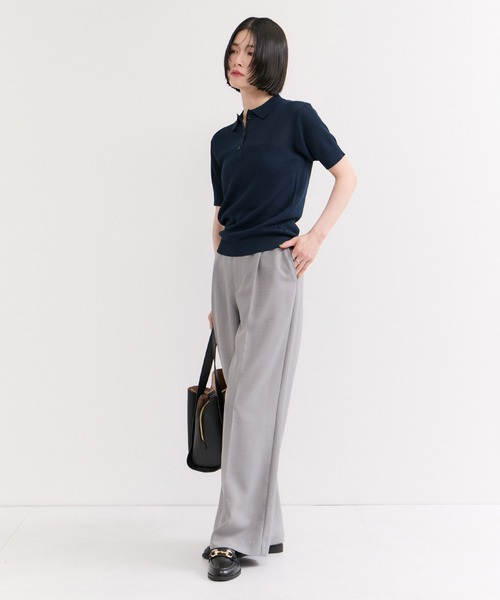 le cercle ADAM ET ROPE'（ルセルクルアダムエロペ）の「カノコ編みニットポロ（ポロシャツ・レディース・レッド/グリーン/ネイビー・FREE）」の14枚目の写真