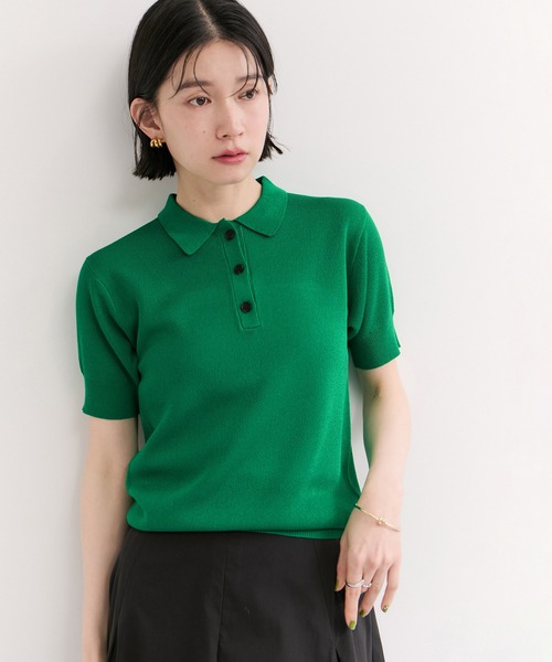 le cercle ADAM ET ROPE'（ルセルクルアダムエロペ）の「カノコ編みニットポロ（ポロシャツ・レディース・レッド/グリーン/ネイビー・FREE）」の17枚目の写真